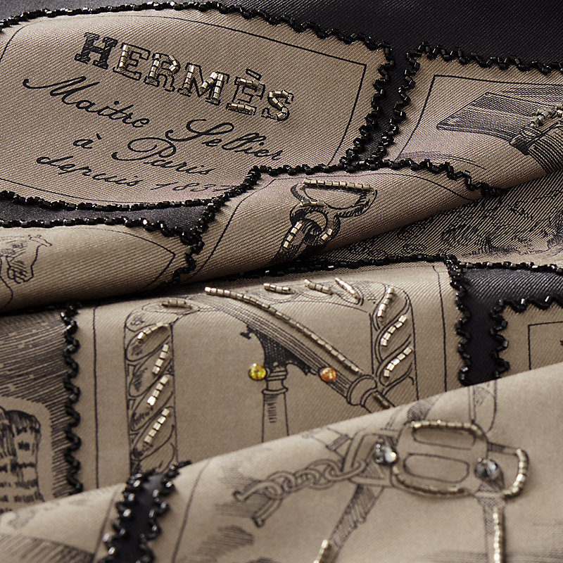 Le Philateliste du Faubourg embroidered scarf 90 - Blue